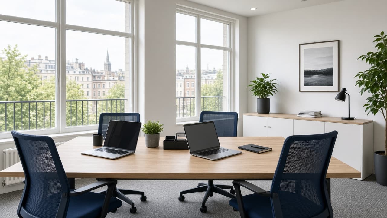 A bright meeting room prepared for planning work